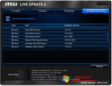 截图 MSI Live Update Windows 7