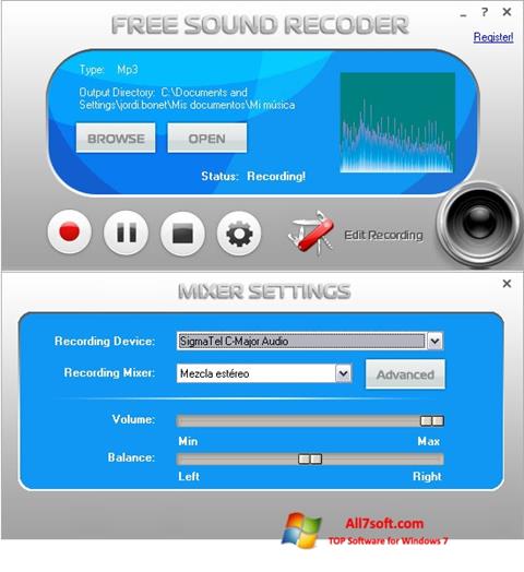 截图 Free Sound Recorder Windows 7