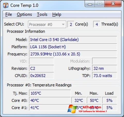 截图 Core Temp Windows 7