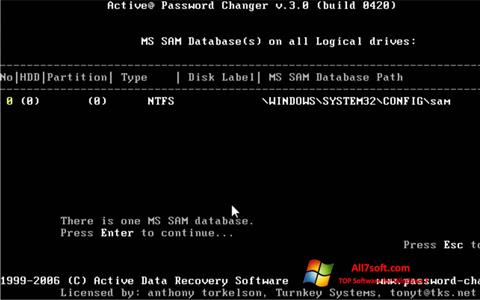 截图 Active Password Changer Windows 7