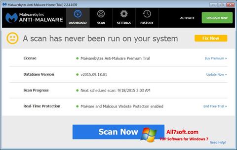 截图 Malwarebytes Anti-Malware Free Windows 7