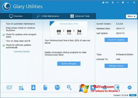 截图 Glary Utilities Pro Windows 7