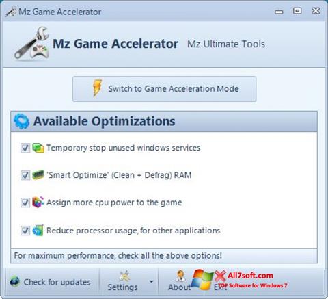 截图 Mz Game Accelerator Windows 7