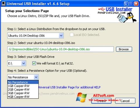 截图 Universal USB Installer Windows 7