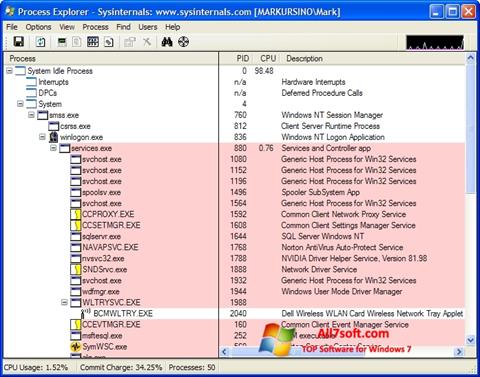 截图 Process Explorer Windows 7