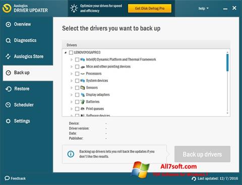 截图 Auslogics Driver Updater Windows 7